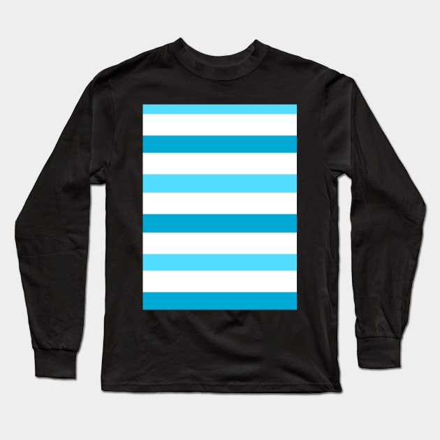 Dark white light blue stripes pattern Long Sleeve T-Shirt by Baobabprintstore